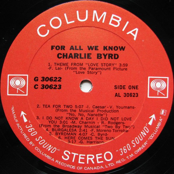 Charlie Byrd - For All We Know -