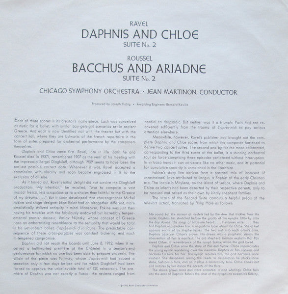 Jean Martinon - Daphnis And Chloe, Suite No. 2 / Bacchus And Ariadne, Suite No. 2