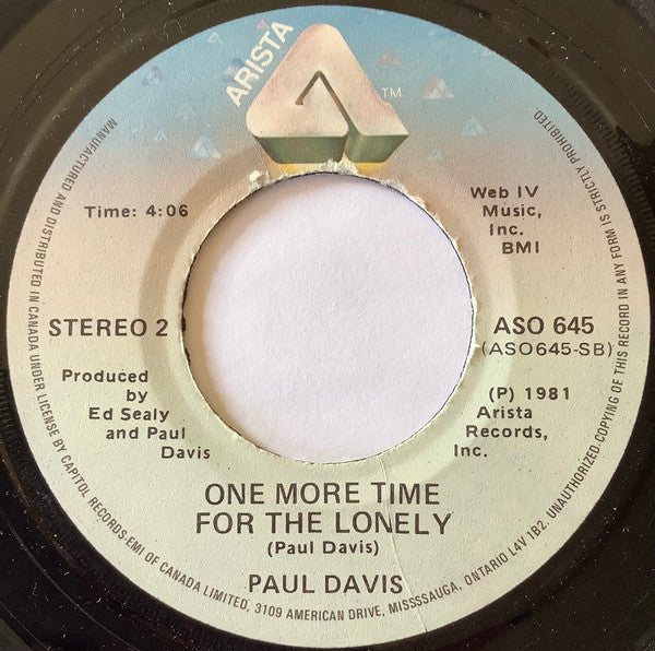 Paul Davis (3) - Cool Night / One More Time For The Lonely