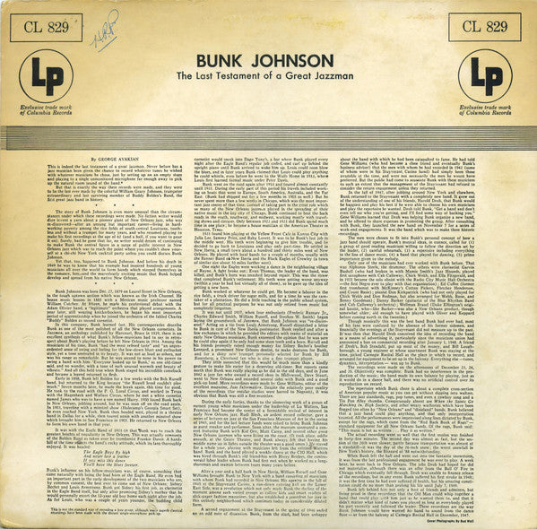 Bunk Johnson & His Band - The Last Testament Of A Great New Orleans Jazzman -