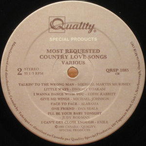 Various - Today's Most Requested Country Love Songs Vinyl Record