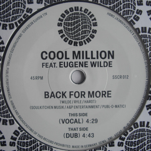 Cool Million Feat. Eugene Wilde - Back For More - 2024