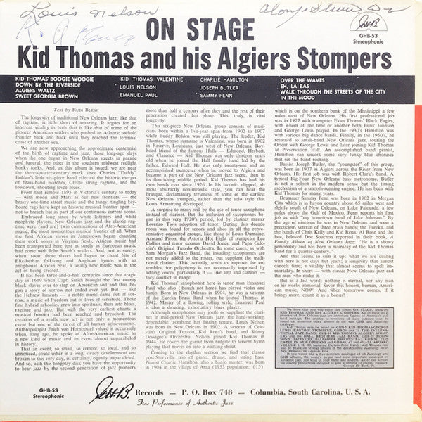 Kid Thomas And His Algiers Stompers - On Stage -