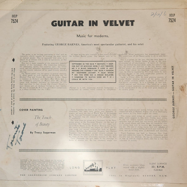 George Barnes And His Octet - Guitar In Velvet - 1957