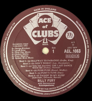 Billy Fury - Halfway To Paradise - 1961