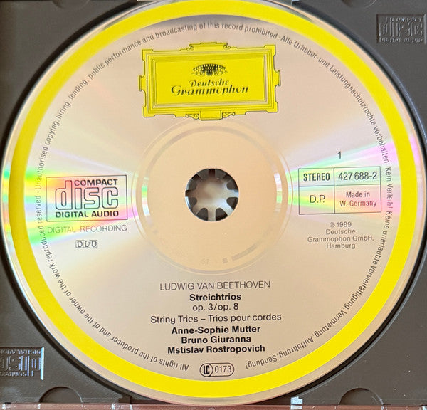 Ludwig van Beethoven, Anne-Sophie Mutter, Bruno Giuranna, Mstislav Rostropovich - Die Streichtrios = The String Trios = Les Trios Pour Cordes (CD) - 1989