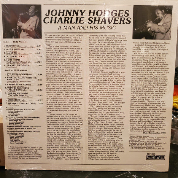Johnny Hodges  /  Charlie Shavers - A Man And His Music -