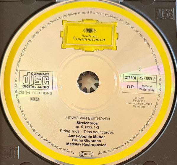 Ludwig van Beethoven, Anne-Sophie Mutter, Bruno Giuranna, Mstislav Rostropovich - Die Streichtrios = The String Trios = Les Trios Pour Cordes (CD) - 1989