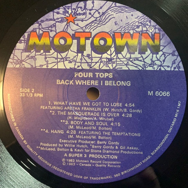 Four Tops - Back Where I Belong - 1983