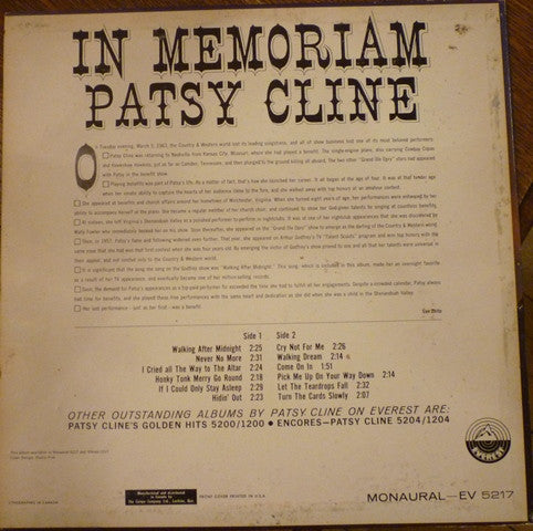 Patsy Cline - In Memoriam