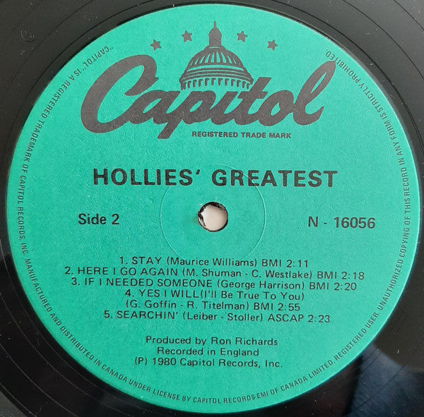 The Hollies - Hollies' Greatest Vinyl Record