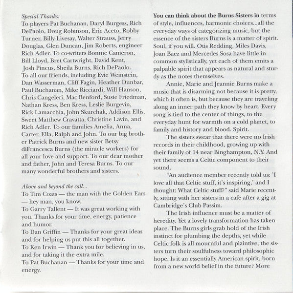 Burns Sisters Band, The - In This World (CD) - 1997