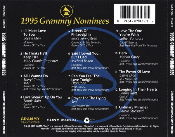 Various - 1995 Grammy Nominees (CD) - 1995