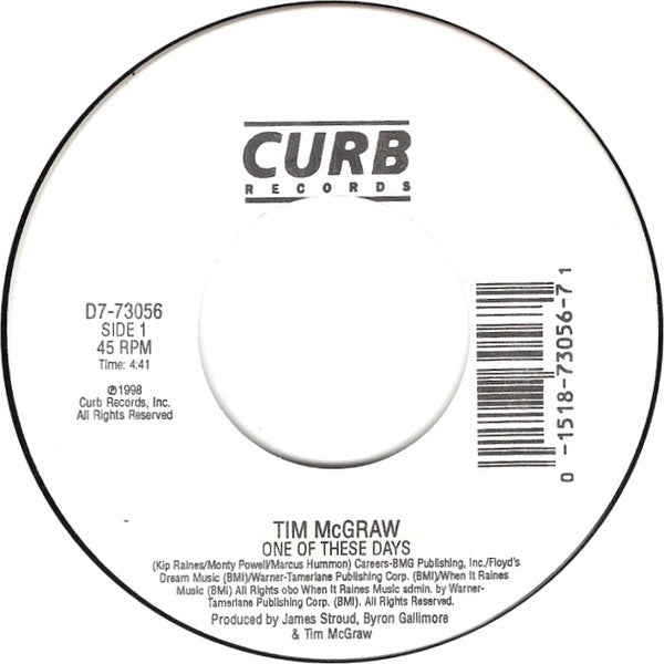 Tim McGraw - One Of These Days / Just To See You Smile - 1998