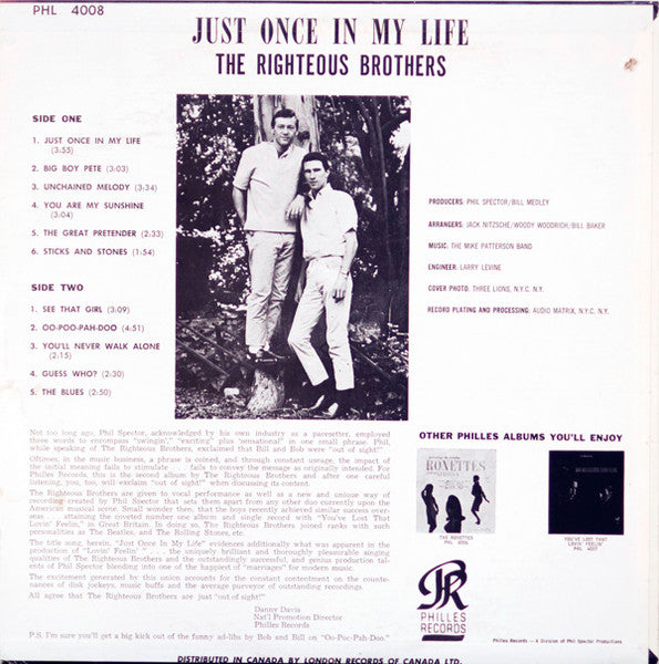 Righteous Brothers, The - Just Once In My Life - 1965