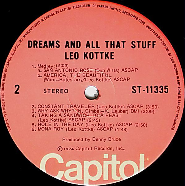 Leo Kottke - Dreams And All That Stuff - 1974