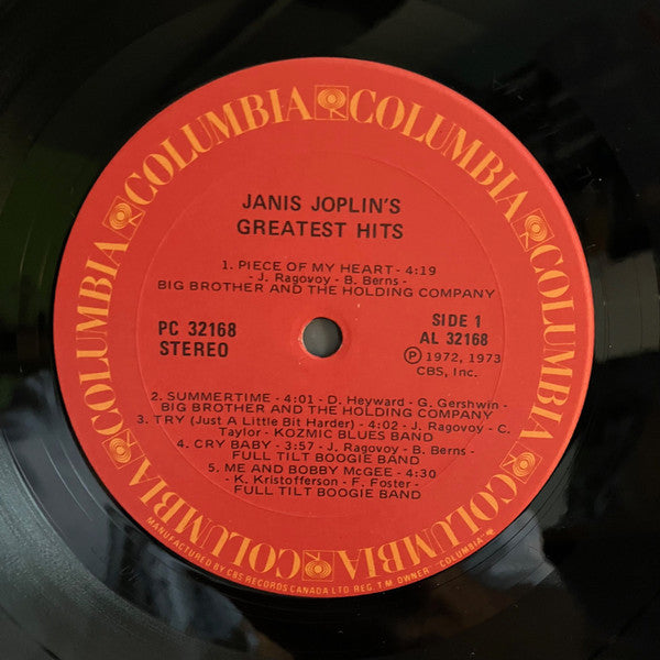 Janis Joplin - Janis Joplin's Greatest Hits Vinyl Record