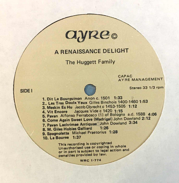 The Huggett Family - A Renaissance Delight / Un Délice De La Renaissance Vinyl Record