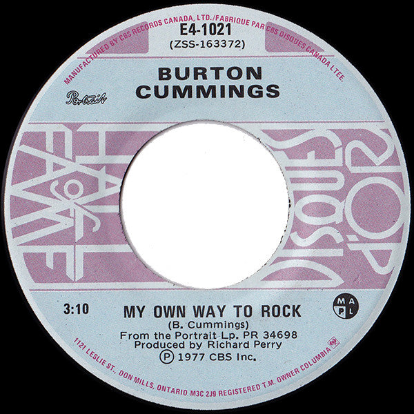 Burton Cummings - I'm Scared / My Own Way To Rock -