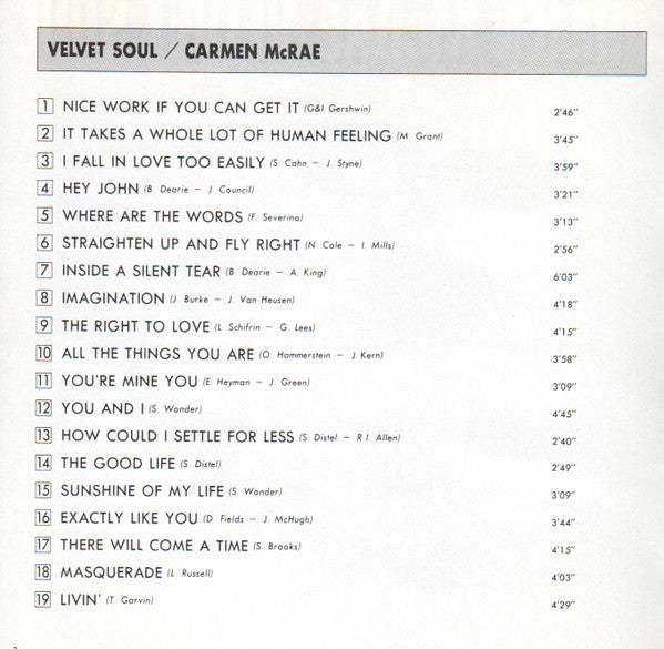 Carmen McRae - Velvet Soul