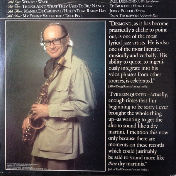 Paul Desmond Quartet, The - Live - 1976