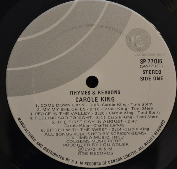 Carole King - Rhymes & Reasons - 1972
