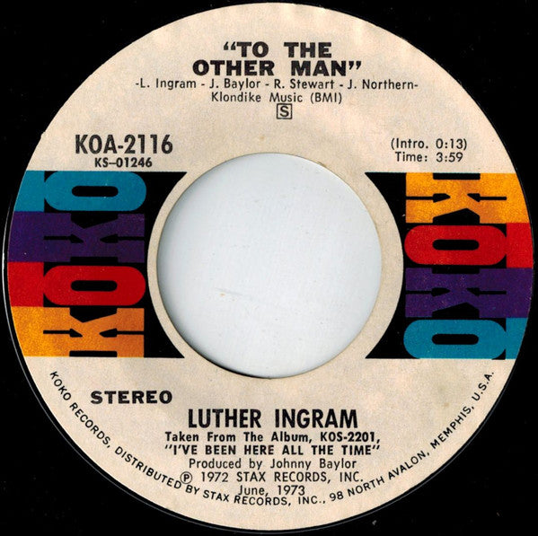 Luther Ingram - Love Ain't Gonna Run Me Away / To The Other Man - 1973
