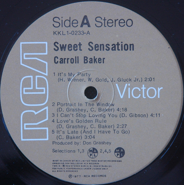 Carroll Baker - Sweet Sensation Vinyl Record