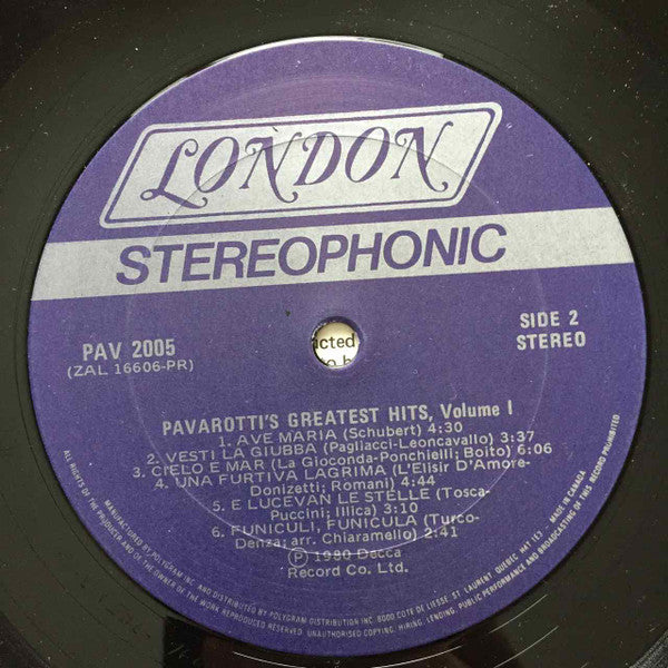 Luciano Pavarotti - Pavarotti's Greatest Hits (Volume One) - 1980
