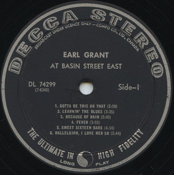 Earl Grant - Earl Grant At Basin Street East - 1962