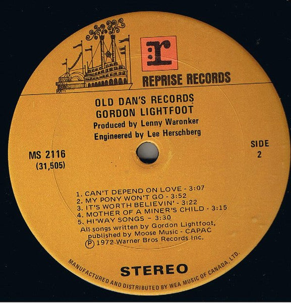 Gordon Lightfoot - Old Dan's Records - 1972