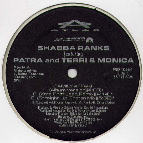 Shabba Ranks Featuring Patra And Terri & Monica - Family Affair - 1993