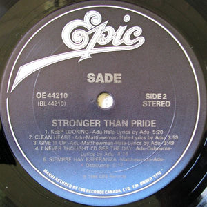 Sade - Stronger Than Pride Vinyl Record