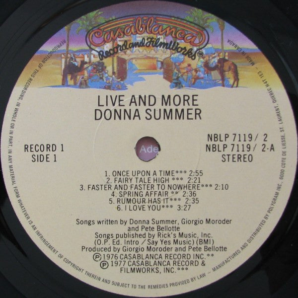 Donna Summer - Live And More Vinyl Record