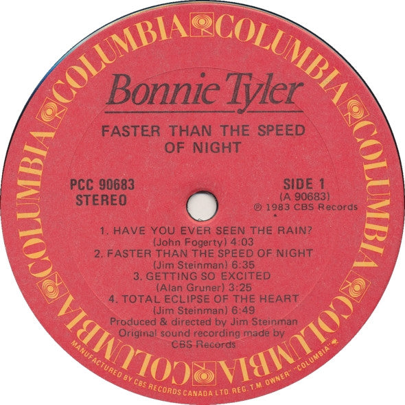 Bonnie Tyler - Faster Than The Speed Of Night Vinyl Record