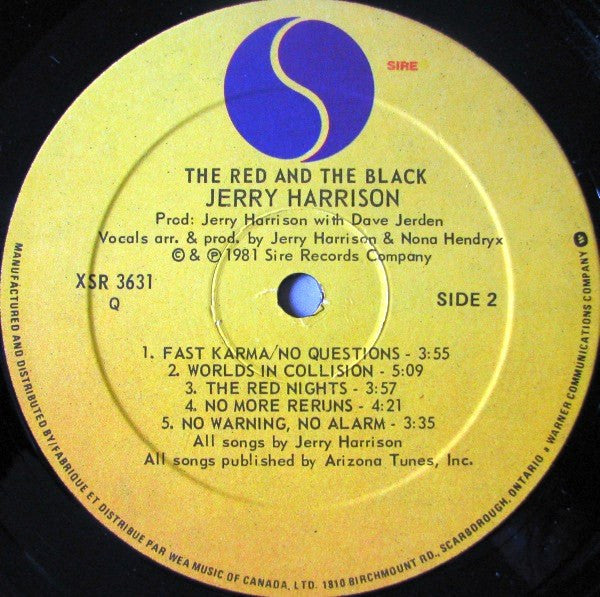 Jerry Harrison - The Red And The Black - 1981