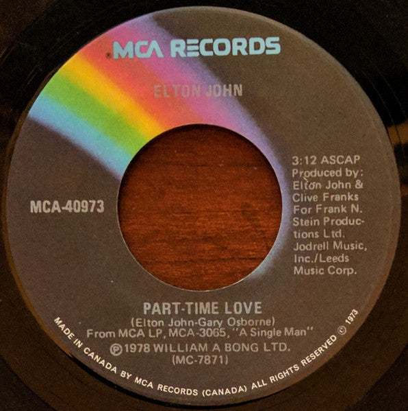 Elton John - Part-Time Love / I Cry At Night - 1978