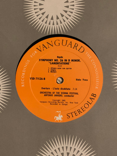 Joseph Haydn, Wiener Festspielorchester, Antonio Janigro - Symphony No. 22 In E Flat, "Der Philosoph" / Symphony No.26 In D Minor, "Lamentatione"/ Overture To "L'isola Disbitata"/ Overture To "Orlando Paladino" - 1965