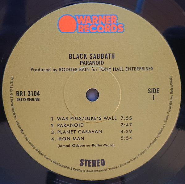 Black Sabbath - Paranoid Vinyl Record