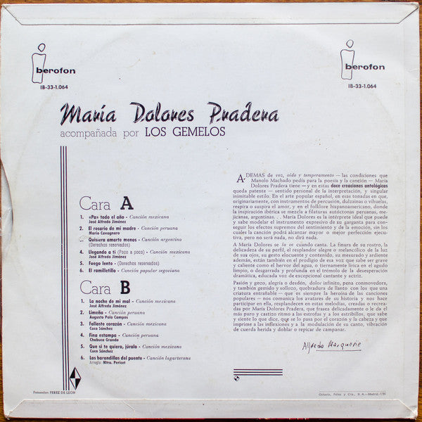 Maria Dolores Pradera - Maria Dolores Pradera Acompañada Por Los Gemelos