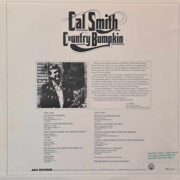 Cal Smith - Country Bumpkin Vinyl Record