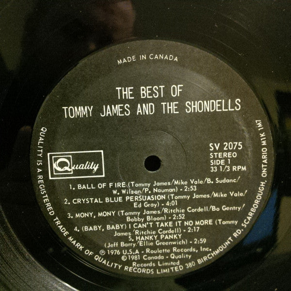 Tommy James & The Shondells - The Best Of Tommy James And The Shondells Vinyl Record