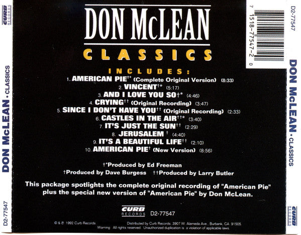 Don McLean - Classics (CD) -