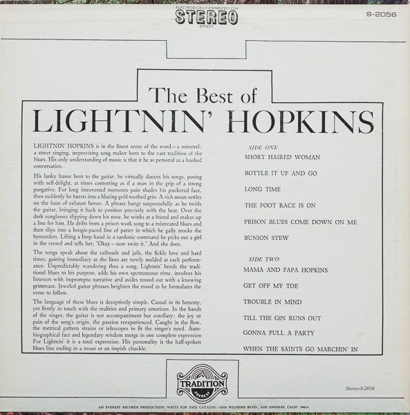 Lightnin' Hopkins - The Best Of Lightnin' Hopkins - 1974