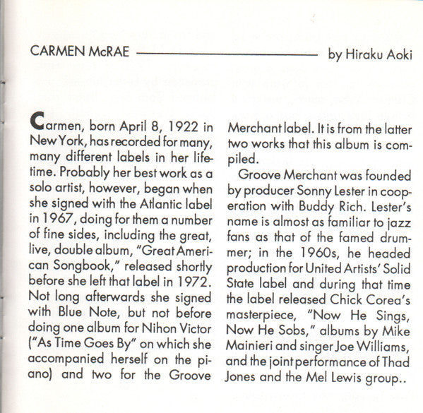 Carmen McRae - Velvet Soul