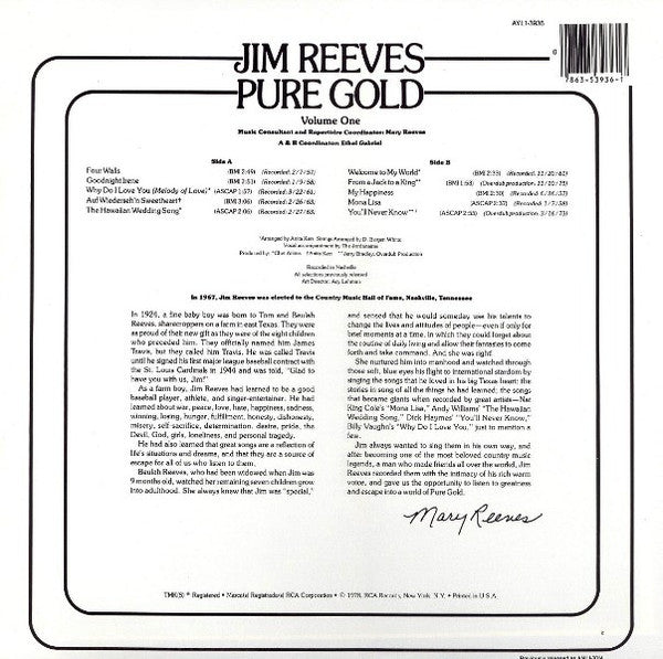 Jim Reeves - Pure Gold Volume One -