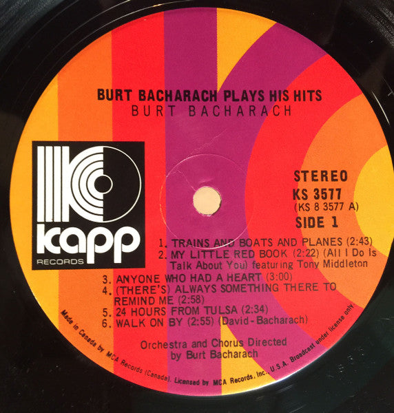 Burt Bacharach - Plays His Hits Vinyl Record