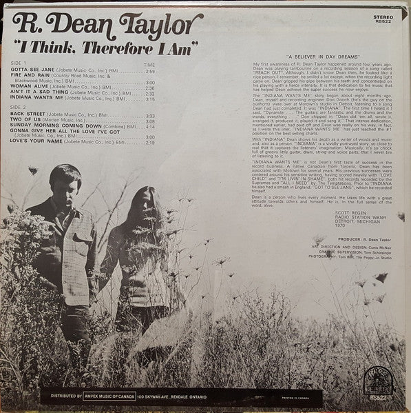 R. Dean Taylor - I Think, Therefore I Am - 1970