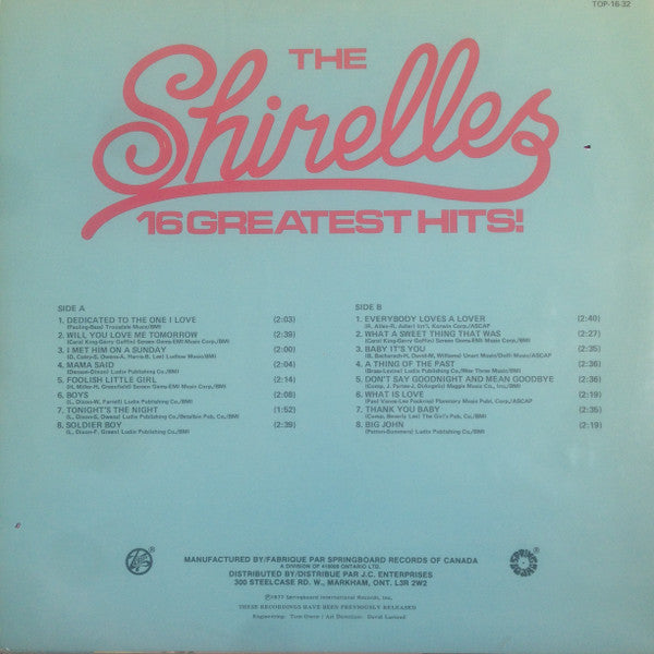Shirelles, The - 16 Greatest Hits - 1977