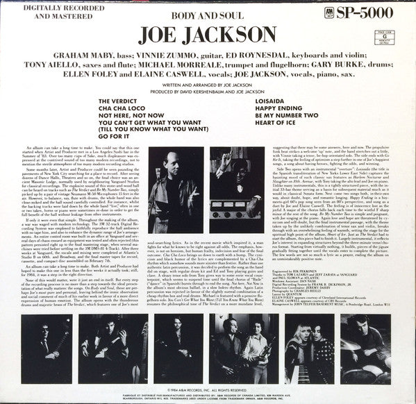 Joe Jackson - Body And Soul - 1984